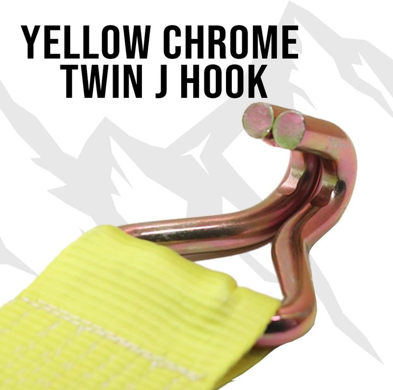 BoxerTool (2 Pack) 4" x 30' Heavy Duty Tie Down w/Twin J Hooks - DOT Compliant - Cargo Control for Flatbed Trucks, Utility Trailer - Image 4